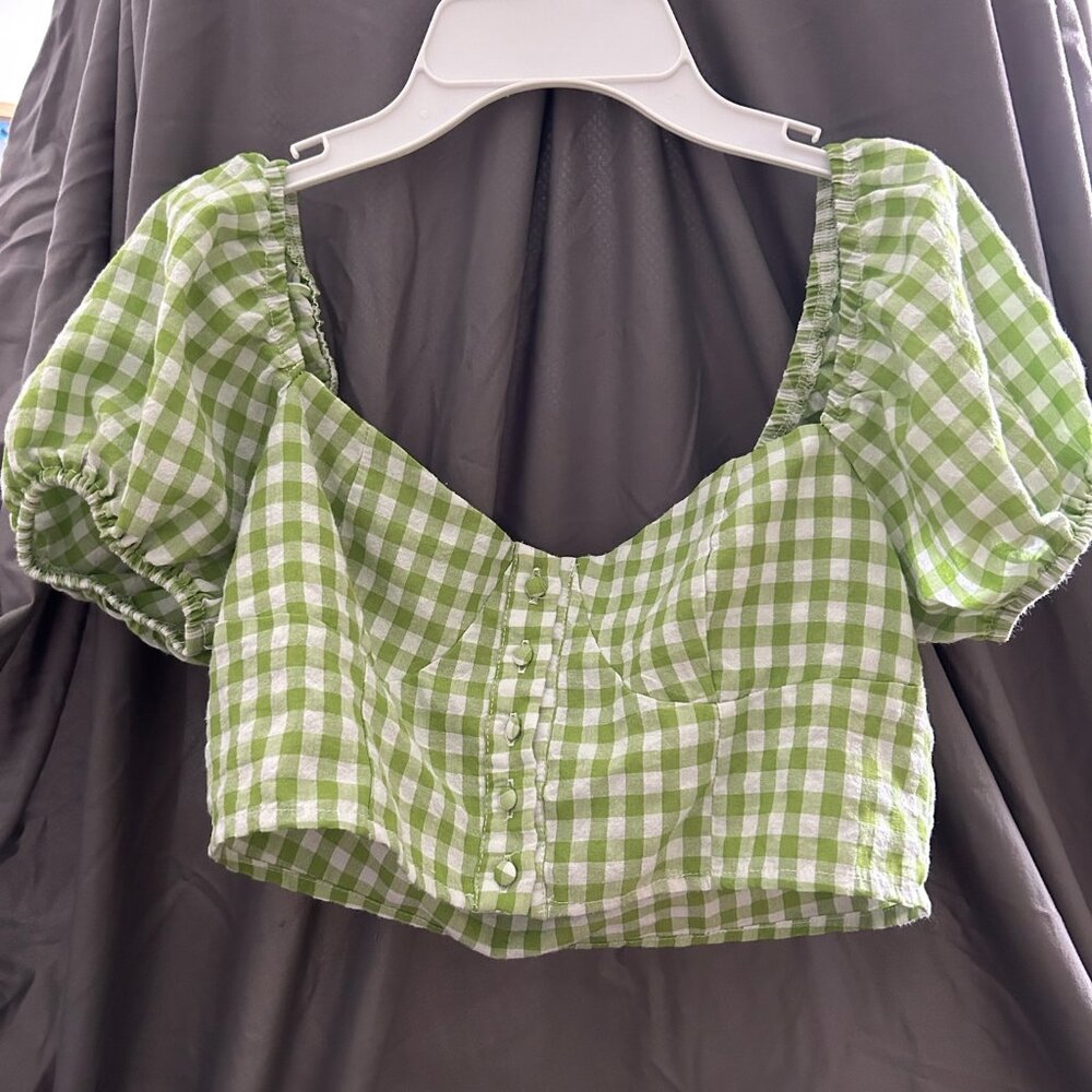 Shein Checkered Button-Up Blouse